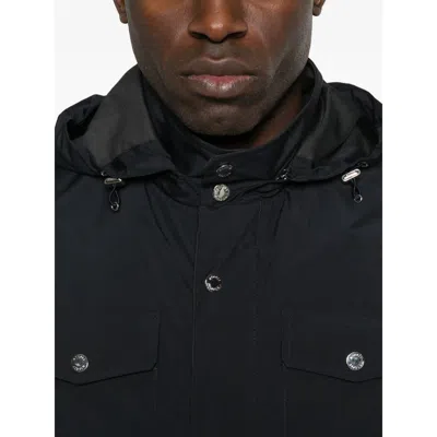 Moorer Hooded Pocket Jacket In Blue