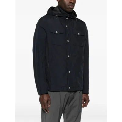 Moorer Hooded Pocket Jacket In Blue