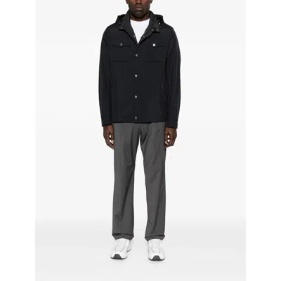 Moorer Hooded Pocket Jacket In Blue