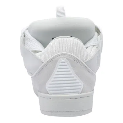 Lanvin Curb Sneakers In White Suede And Leather In White