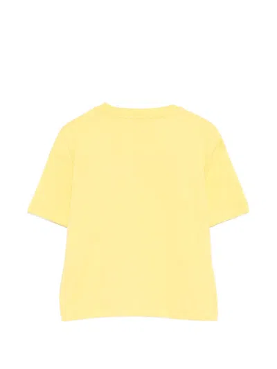 Msgm Sequin-logo T-shirt In Yellow