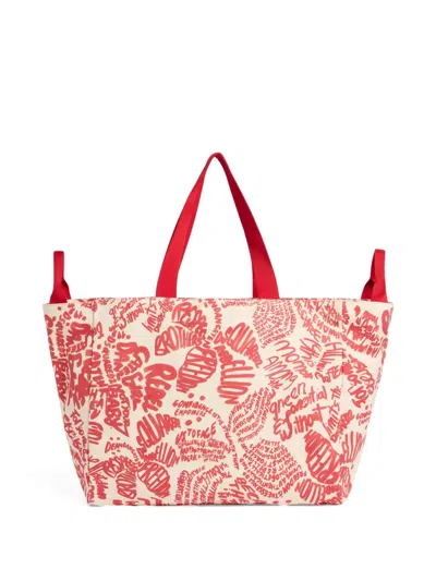 Dsquared2 Printed Canvas Shopping Bag In Red
