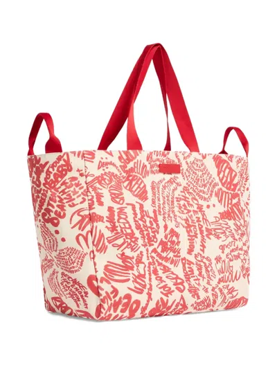 Dsquared2 Printed Canvas Shopping Bag In Red