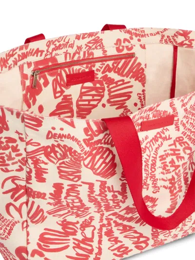 Dsquared2 Printed Canvas Shopping Bag In Red