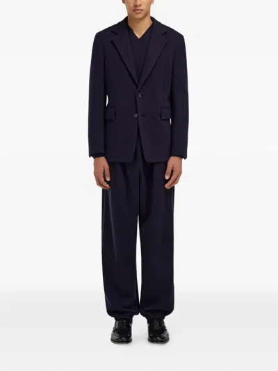 Ferragamo Single Breasted Jersey Blazer In Blue