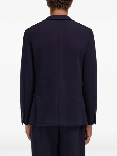 Ferragamo Single Breasted Jersey Blazer In Blue