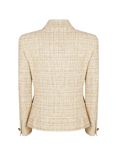 Tagliatore Beige Tweed Check Pattern Jacket In Neutral