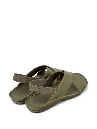 Camper Isla Crossover-strap Leather Sandals In Green
