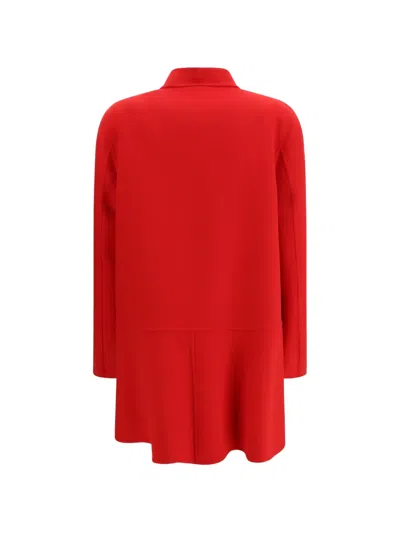 Valentino Single-breasted Compact Drap Coat In Red