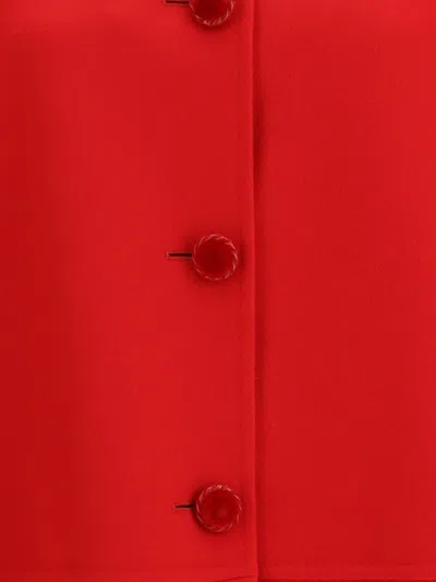 Valentino Single-breasted Compact Drap Coat In Red