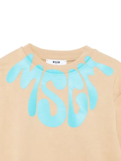 Msgm Logo-print Sweatshirt In Brown