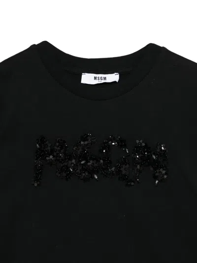 Msgm Sequin-embellished T-shirt In Black