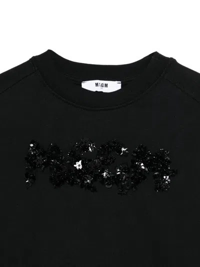 Msgm Sequin-embellishment Sweatshirt In Black