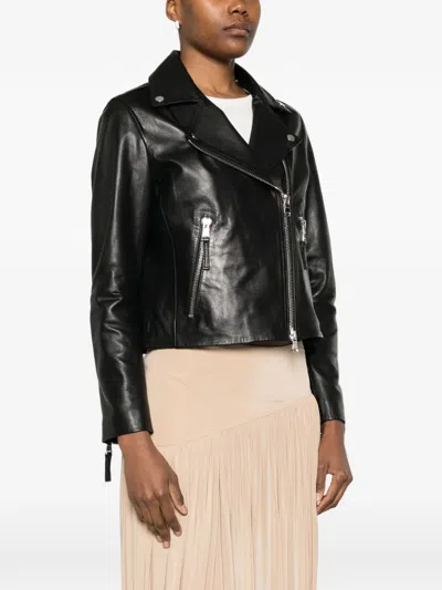 Bully Zip Lambskin Jacket In Black