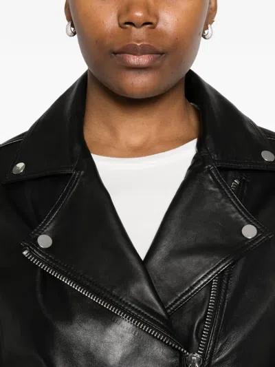 Bully Zip Lambskin Jacket In Black