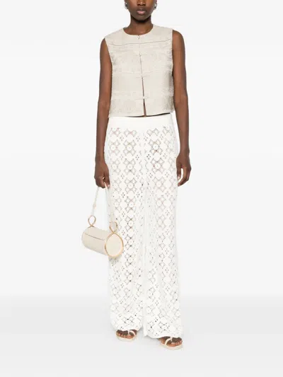 Bompard Crocheted Elasticated-wais Trousers In White