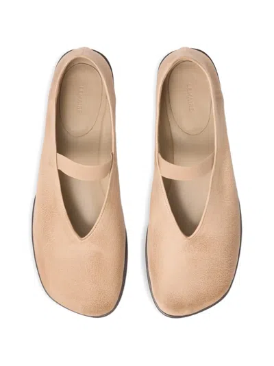 Lemaire Leather Glove Ballerinas Pointed Toe Strap In Neutral
