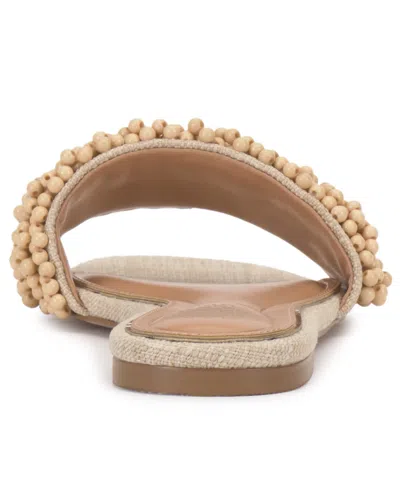 Vince Camuto Balea Beaded Band Flat Sandals In Brown