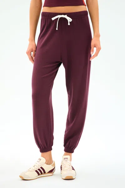 Splits59 Andie Oversized Fleece Sweatpants In Dark Cherry In Burgundy