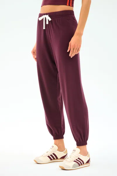 Splits59 Andie Oversized Fleece Sweatpants In Dark Cherry In Burgundy