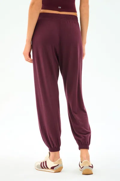 Splits59 Andie Oversized Fleece Sweatpants In Dark Cherry In Burgundy