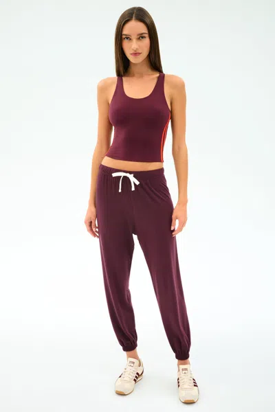 Splits59 Andie Oversized Fleece Sweatpants In Dark Cherry In Burgundy