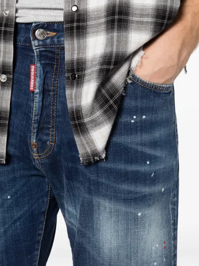 Dsquared2 Distressed Effect Mini Shorts With Raw Hem And Five Pockets In Blue