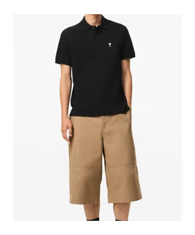 Ami Alexandre Mattiussi Black Cotton Short Sleeves Ami De Coeur Polo Shirt Black