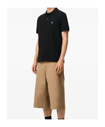 Ami Alexandre Mattiussi Black Cotton Short Sleeves Ami De Coeur Polo Shirt Black