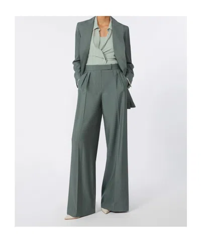 Max Mara Double-breasted Linen Blazer With Pointed Lapels In Green
