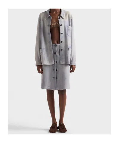 Prada Button-up Patch-pocket Skirt In Blue