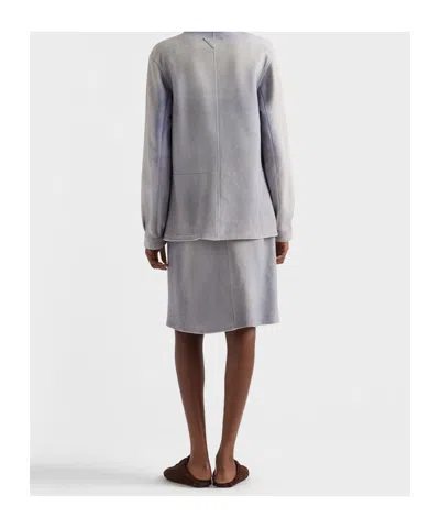 Prada Button-up Patch-pocket Skirt In Blue