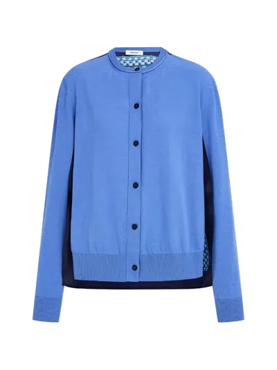 Ferragamo Button Panel Cardigan In Blue
