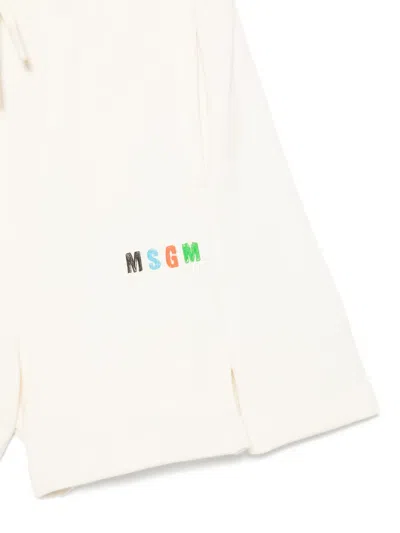 Msgm Logo-print Shorts In Neutral