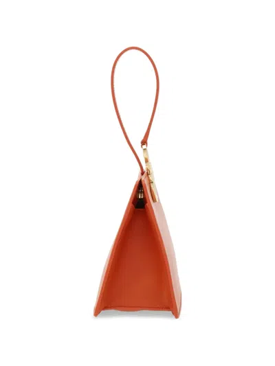 Ferragamo Rectangular Orange Clutch With Gold-tone Clasp In Orange