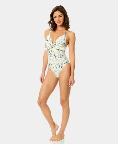 Cece Ruffle One-piece In Neutral