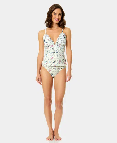 Cece Ruffle V-wire Tankini In White