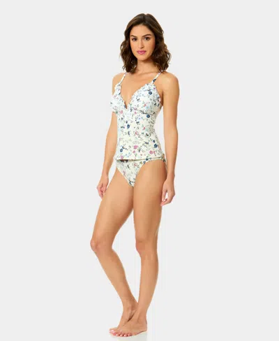 Cece Ruffle V-wire Tankini In White