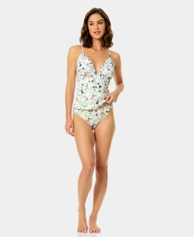 Cece Ruffle V-wire Tankini In White