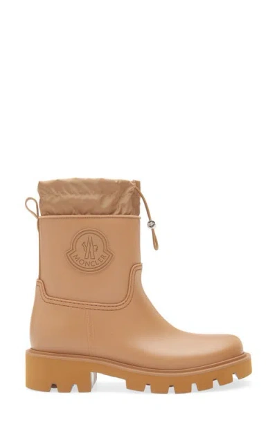 Moncler Kickstream Rubber Wellington Ankle Boots In Brown