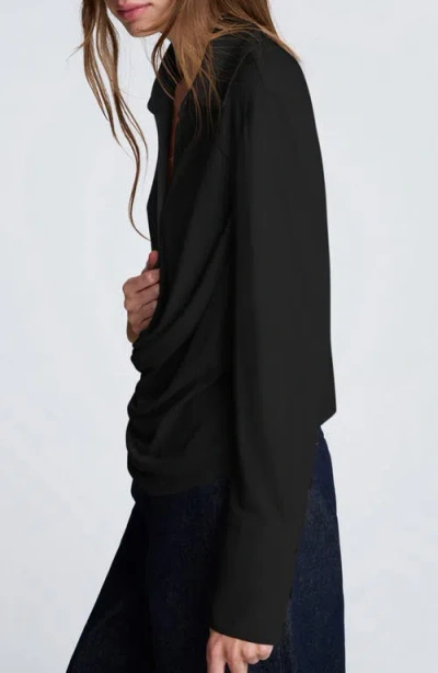 Kenneth Cole Drape Front Pullover Shirt In Black