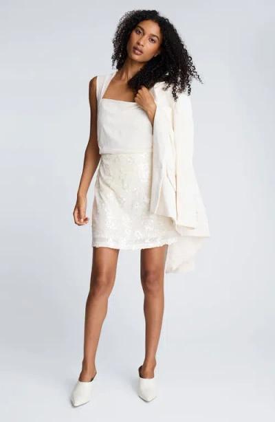 Kenneth Cole Mesh Square Neck Sleeveless Pullover Top In Gray