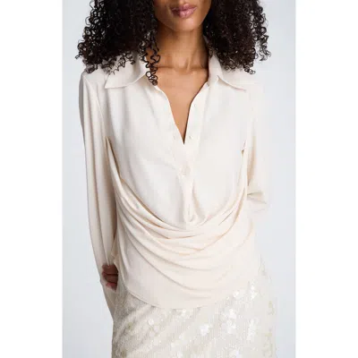 Kenneth Cole Drape Front Shirt In Neutral