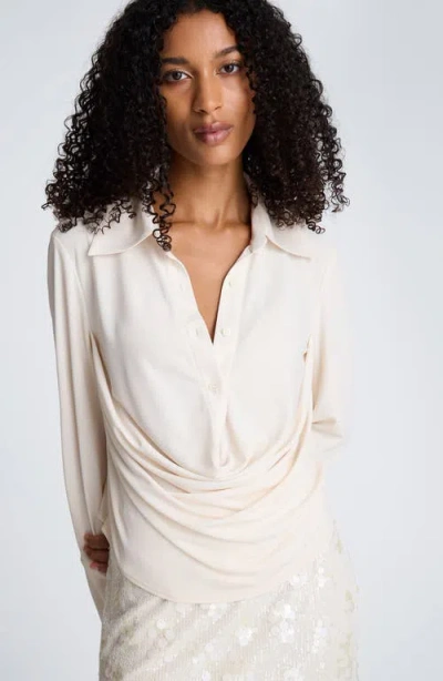 Kenneth Cole Drape Front Shirt In Neutral