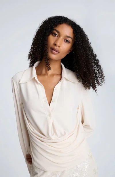 Kenneth Cole Drape Front Shirt In Neutral