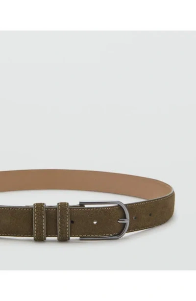 Mango Suede Belt In Green