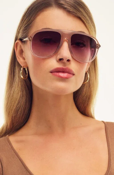 Quay Chart Topper 54mm Aviator Sunglasses In Pink