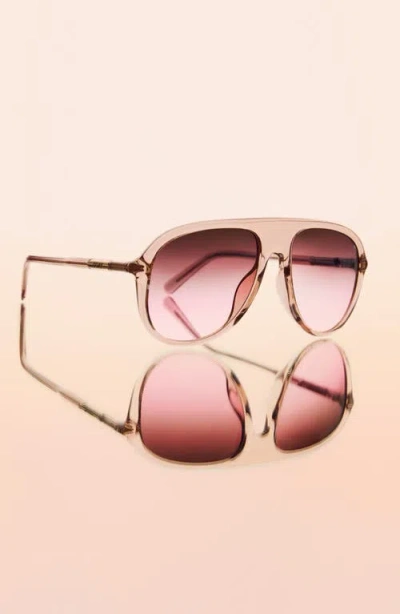 Quay Chart Topper 54mm Aviator Sunglasses In Pink