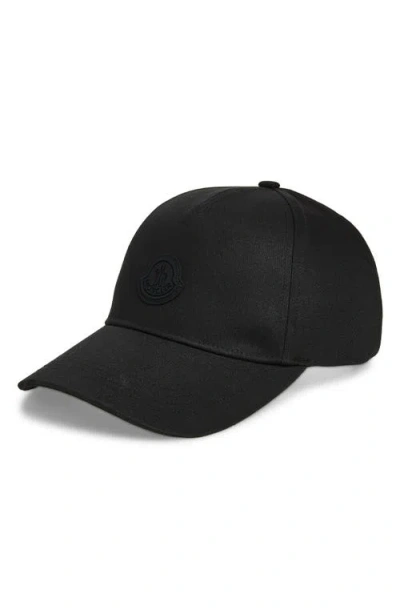 Moncler Logo Patch Adjustable Baseball Cap In Black