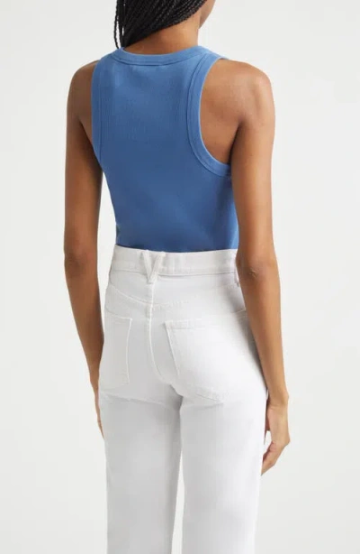 Veronica Beard Jordyn Rib Stretch Cotton Crop Tank In Blue